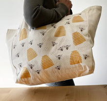 Load image into Gallery viewer, Extra Large Canvas Tote - Honey Bee