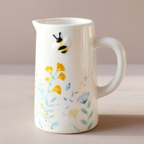 Bee and Floral Milk Jug - Cornflower Blue