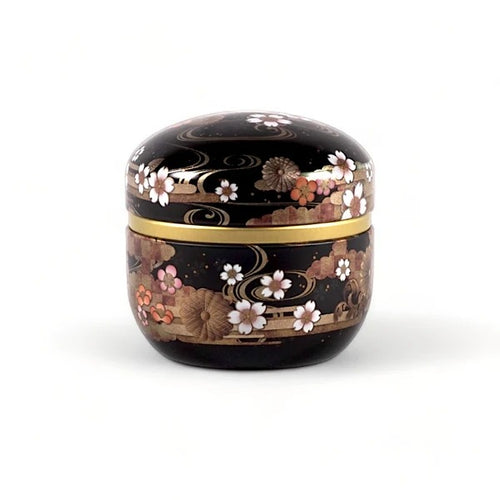 Tea Canister Black Floral