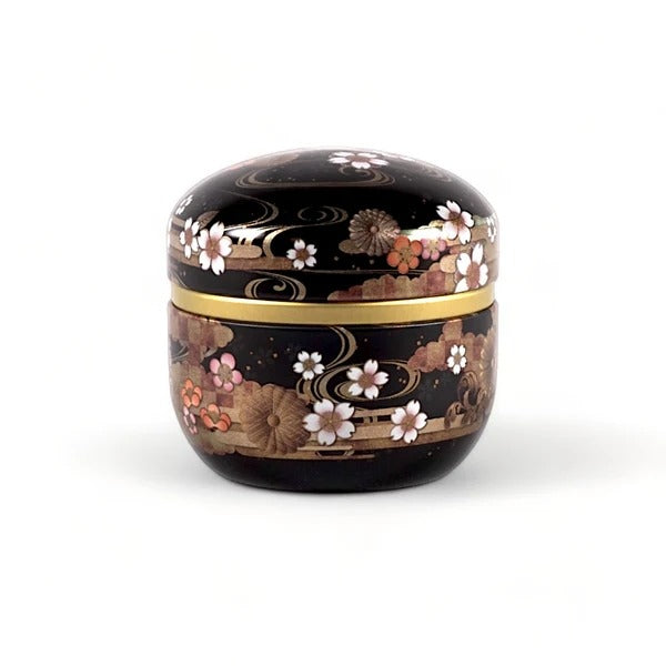 Tea Canister Black Floral