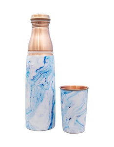 Marbled Copper Water Bottle and Matching Cup