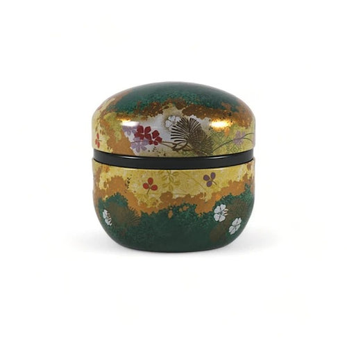 Tea Canister Green and Gold