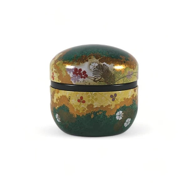 Tea Canister Green and Gold