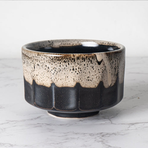 12oz Tetradecagon Matcha Bowl Brown White