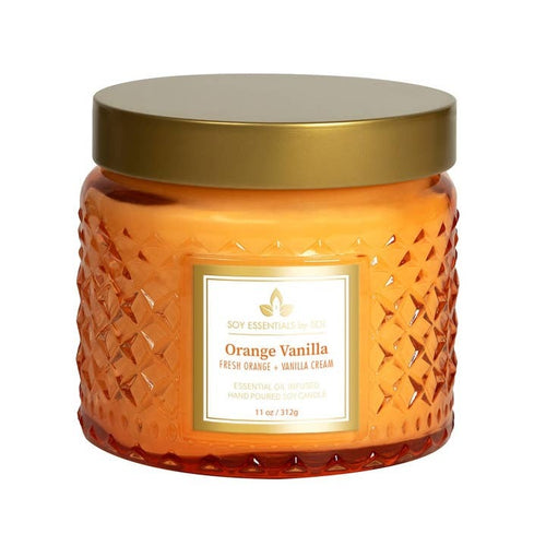 Vanilla Orange 11oz Faceted Glass Jar Soy Candle - The Soi Company
