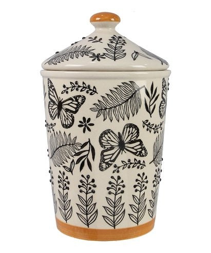 Terracotta Pottery Fern and Butterfly Storage Jar