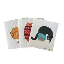 Load image into Gallery viewer, Swedish Dish Clothes &quot;Cat Bundle&quot; Set of 3