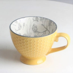 Oversized Ceramic Mug Yellow with Bees