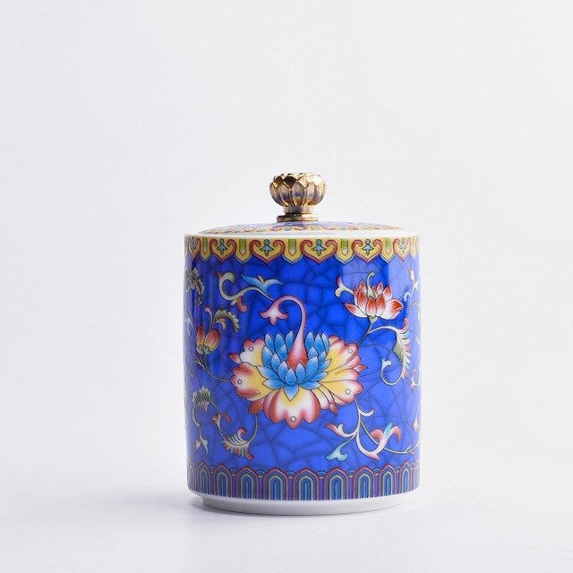 Ceramic  Floral Tea Canister - Small