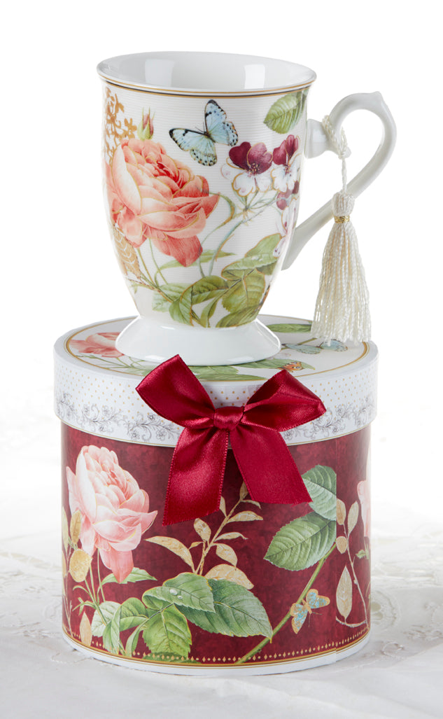 Peony Burgundy Tea Mug Gift (includes shipping)