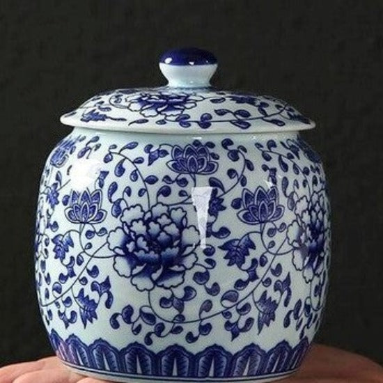 Blue and White Floral Tea Canister