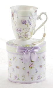 Lavender Rose Mug with Tassel in Gift Box