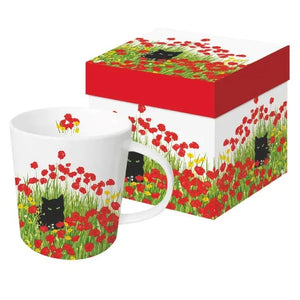 Mug in a Box "Black Cat in Poppies"