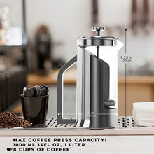 Load image into Gallery viewer, French Press Stainless Steel and Glass Lafeeca