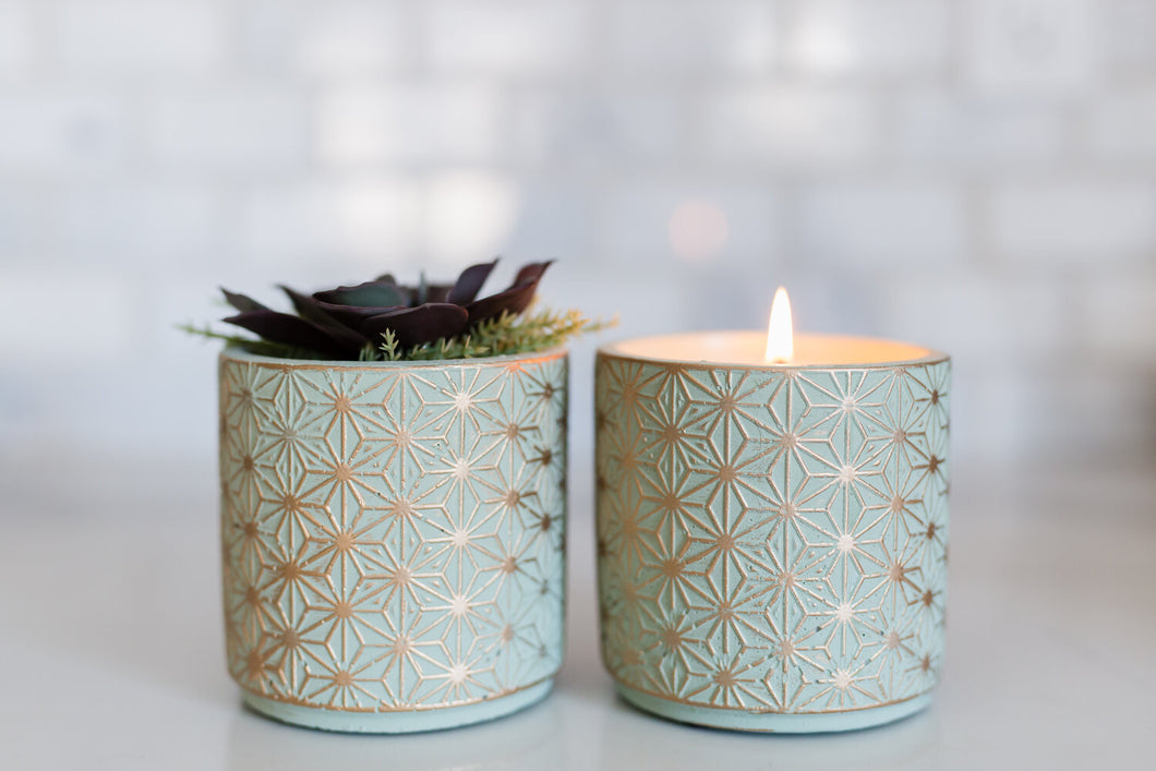 Bamboo and Jasmine 15 oz Candle in flower pot