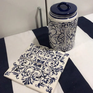 Blue and White Talavera Kitchen Canister