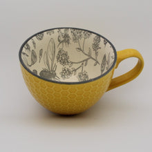 Load image into Gallery viewer, Oversized Ceramic Mug Yellow with Bees